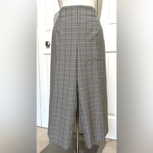 2 for $25 LOFT Wide Leg Cropped Pant Checked Tan Black Brown Blue SZ 12P NWOT